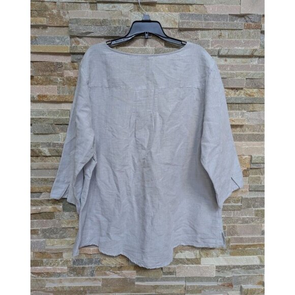L.L. Bean Women's Linen Blend Tunic Gray Shirt Lace XL Petite - Picture 2 of 6